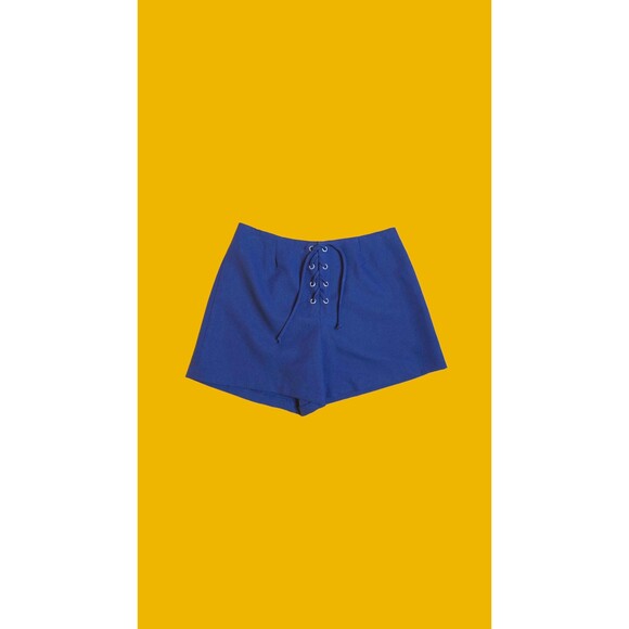 1990s-Y2K PATTY U.S.A. Navy Blue Lace Up Navy Blue Mini Shorts. XS-S - Picture 1 of 7